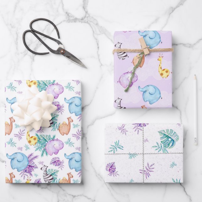 Baby Safari Kinderzimmer Wrapping Paper Sheets Set Geschenkpapier Set (Vorderseite)