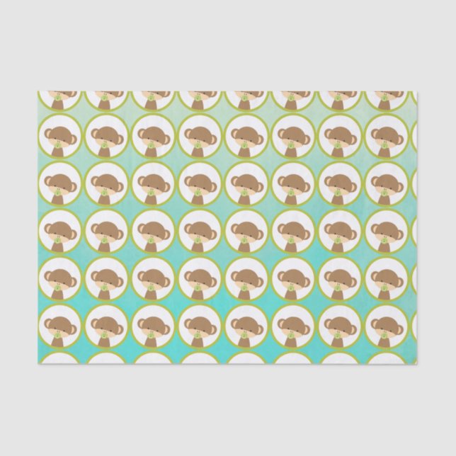 Baby Safari Monkey mit Schnuller Pattern Seidenpapier (Vorderseite)