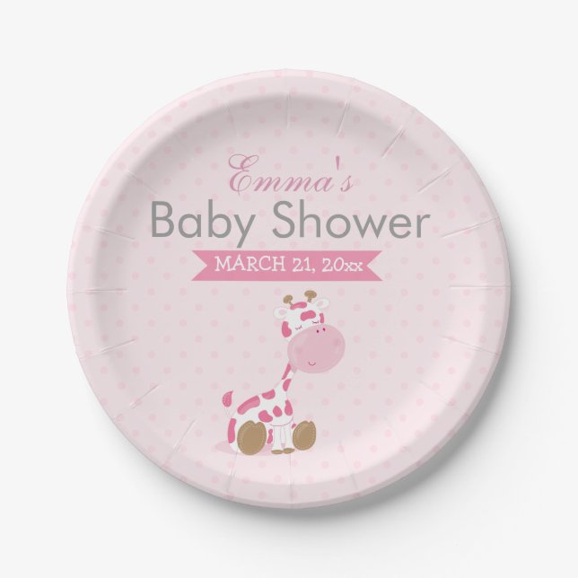 Baby-Safari-Rosa-schläfriges Pappteller (Vorderseite)