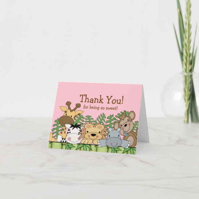 Baby Safari Tiere Danke Note Card (Vorderseite)