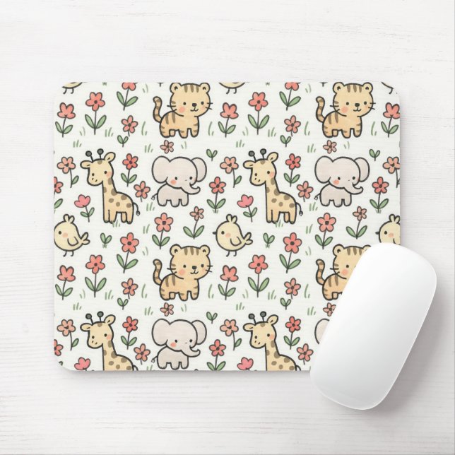 Baby Safari Wildlife mit Doodle-Blume Mousepad (Mit Mouse)