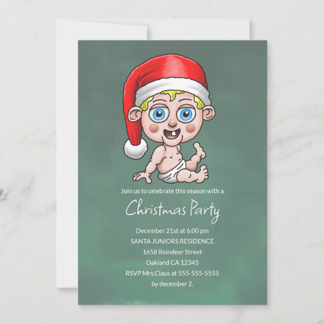 Baby Santa Claus Junior Einladung (Vorderseite)