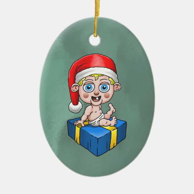 Baby Santa Claus Keramik Ornament (Vorne)