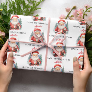 Baby Santa Frohe 1. Weihnachten Personalisierter N Geschenkpapier