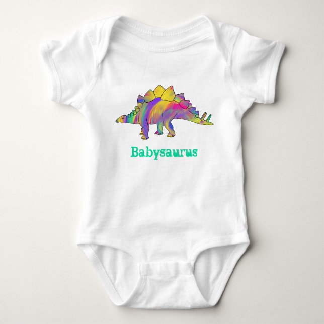 Baby saurus Colorful Rainbow Stegosaurus Dinosauri Strampler (Vorderseite)