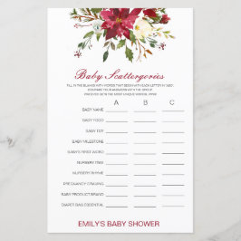 Baby Scattergories Baby Showgame PRINTED