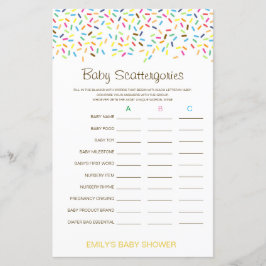 Baby Scattergories Baby Showgame PRINTED