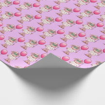 Baby-Schaf-Mädchen, das ein rosa Baloon. hält