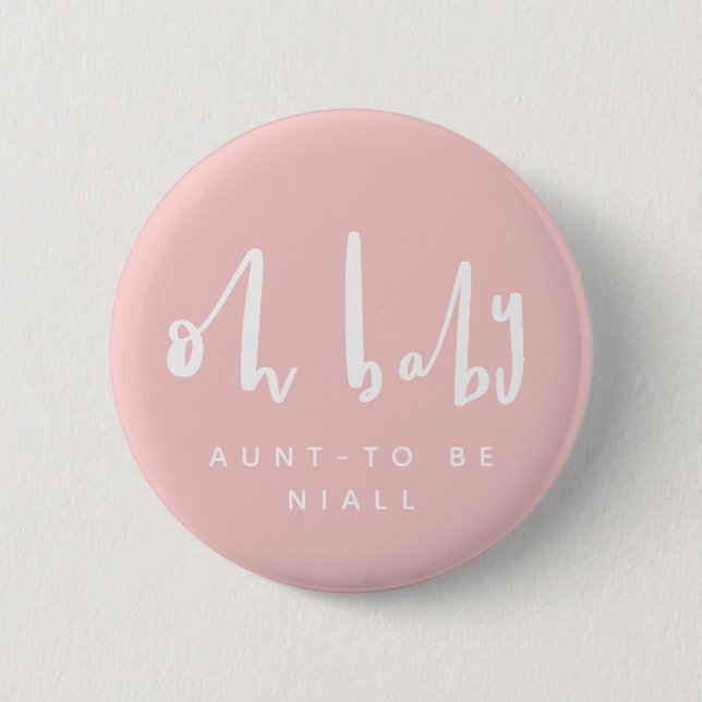 Baby, schicke rosa Babydusche Button (Vorderseite)