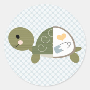 Baby-Schildkröte-Aufkleber-Aufkleber-blaues Runder Aufkleber