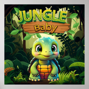 Baby-Schildkröte, süße Dosenschildkröte Tier Chara Poster