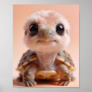 Baby-Schildkröten-Porträt Ozean-Nursery-Kunst Poster