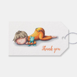 Baby Schlafen in gelber Pajamas Babydusche Geschenkanhänger