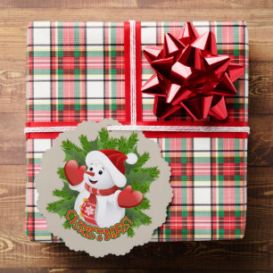 Baby-Schneemann mit Kristall-Schneeflocken-Ornamen Ornament Karte