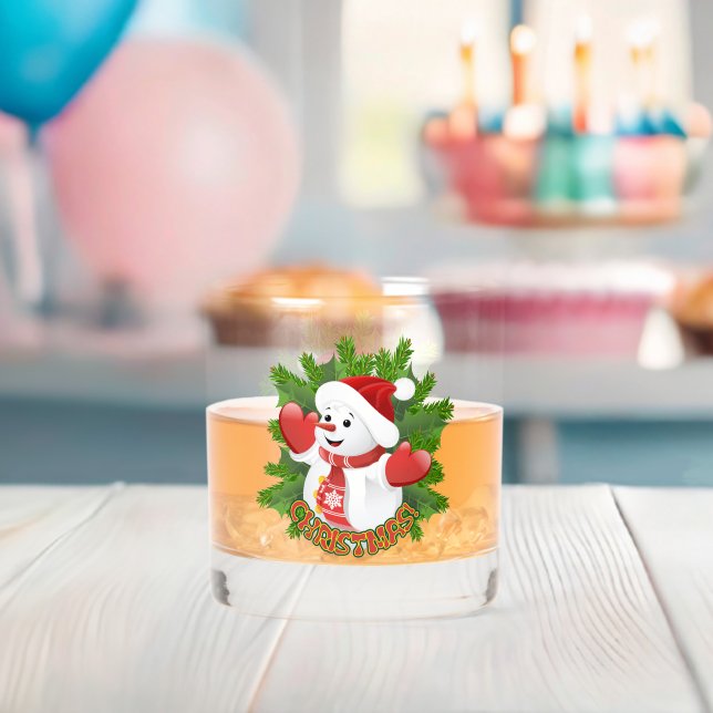 Baby-Schneemann mit Kristall-Schneeflocken-Ornamen Whiskyglas (Insitu (Baby Party))