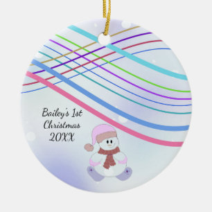 Baby-Schneemann-Wirbel-Erstes Weihnachten Keramik Ornament