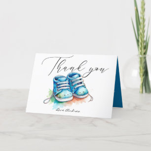 Baby Schuhe   Blaues Jungen-Baby-Shower Dankeskarte