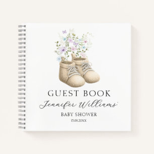 Baby Schuhe Florales Dusche Gästebuch Geschenk Not Notizbuch
