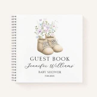 Baby Schuhe Florales Dusche Gästebuch Geschenk Not Notizbuch
