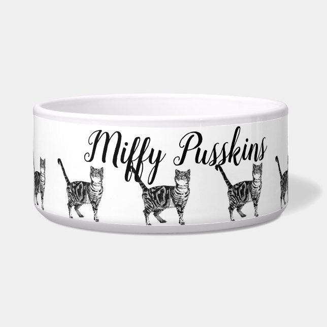 Baby Schwarz-weiß Tabby Cats Whimsical Art Napf (Vorderseite)