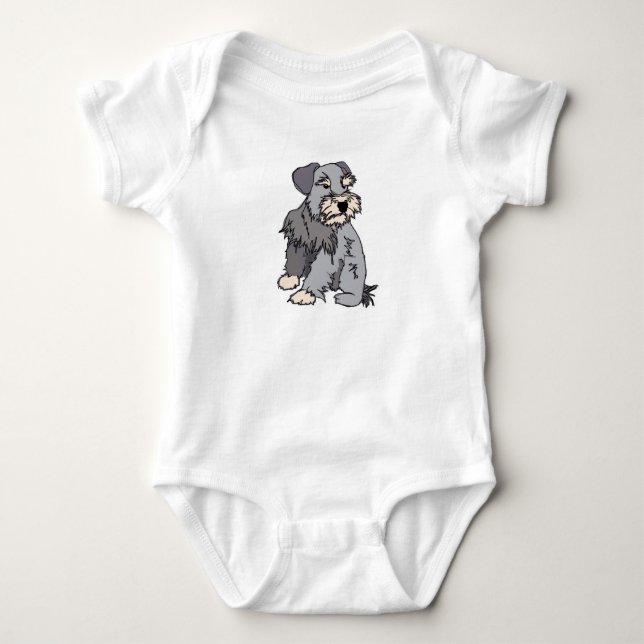 Baby-Scrappy Zwergschnauzer Baby Strampler (Vorderseite)