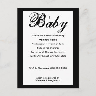 Baby Script Baby Shower Einladung White