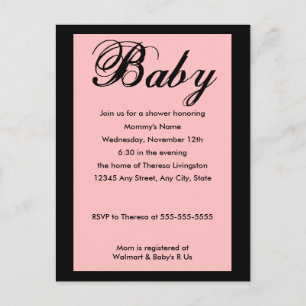 Baby-Script-Babydusche Einladung Pink