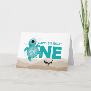 Baby Sea Turtle 1er Anniversaire Carte