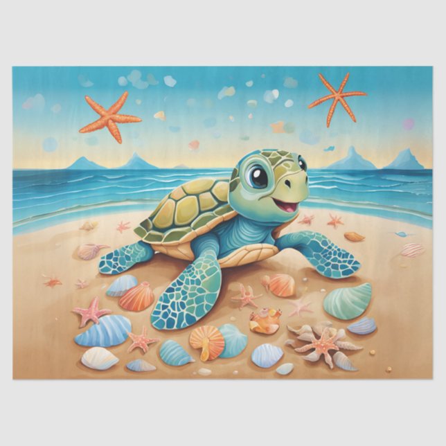 Baby Sea Turtle Adventure Seidenpapier (Vorderseite)