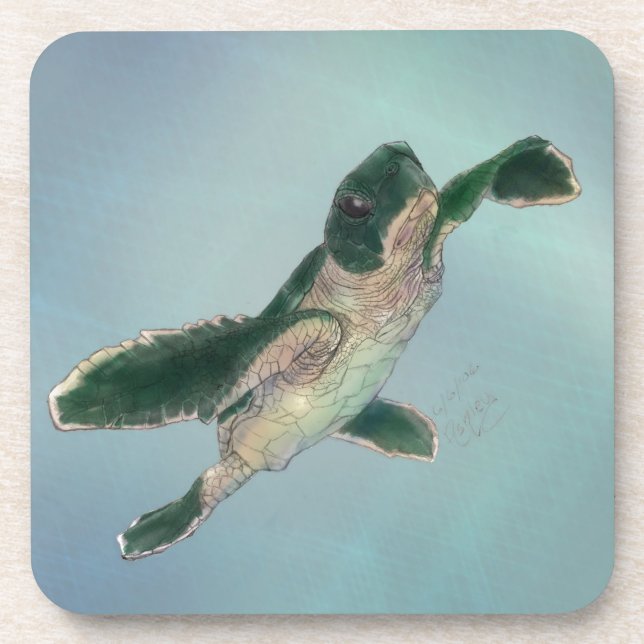 Baby Sea Turtle Getränkeuntersetzer (Vorderseite)