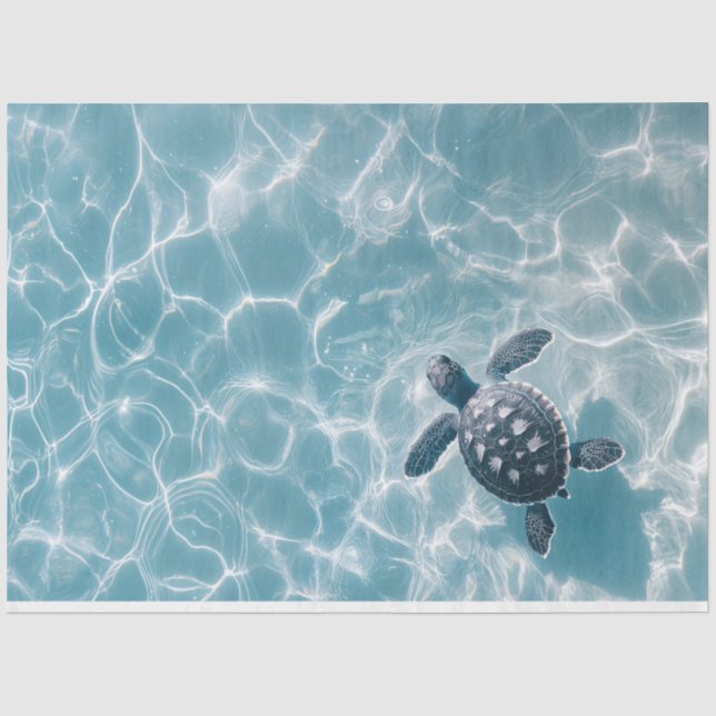 Baby Sea Turtle in Clear Water Decoupage Seidenpapier (Vorderseite)