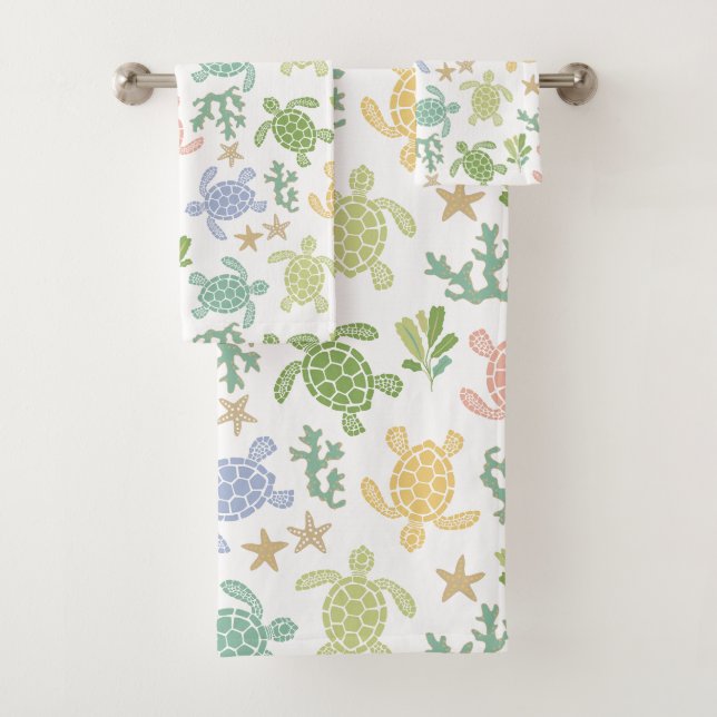 Baby Sea Turtles Pink Badhandtuch Set (Insitu)