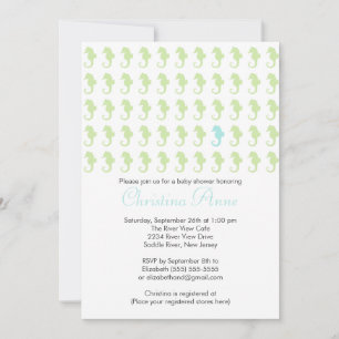 Baby Seahorse Boy Baby Shower Invitations