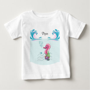 Baby Seahorse   T-shirt bébé personnalisé rose