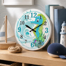 Baby Seepferd | Blue Kids Room Wall Clock
