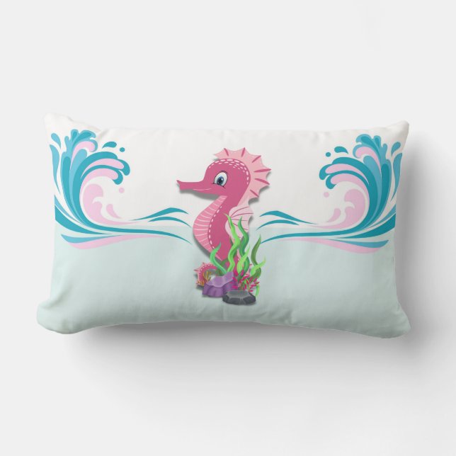 Baby Seepferd | Pink Lumbar Kissen (Vorderseite)