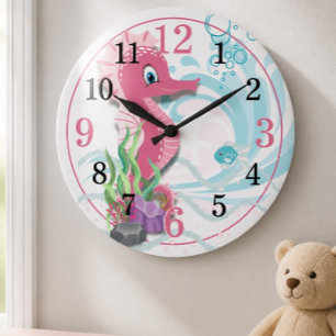 Baby-Seepferdchen Rosa Kinderzimmer Wanduhr