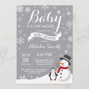 Baby sein kaltes äußeres Winter-Babyparty-Grau Einladung