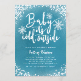 Baby seine kalte Außendusche Blue Winter Baby Einladung