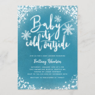 Baby seine kalte Außendusche Blue Winter Baby Einladung