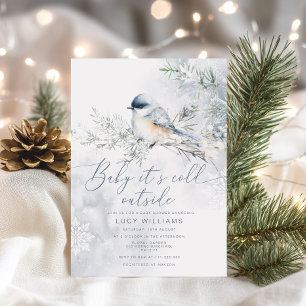 Baby seine kalte Außendusche Dusty Blue Schnee Bab Einladung