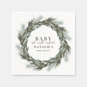 Baby seine kalte Außendusche im Winter. Serviette