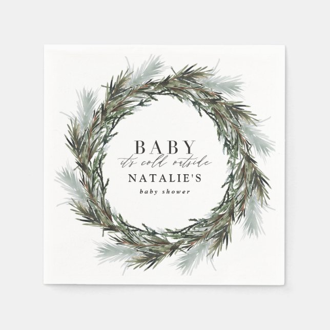 Baby seine kalte Außendusche im Winter. Serviette (Vorderseite)