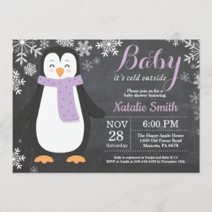 Baby seine kalte Außendusche Penguin Girl Baby Einladung