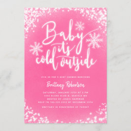 Baby seine kalte Außendusche Pink Winter Baby Einladung