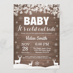Baby seine kalte äußere Rotwild-Winter-Babyparty Einladung