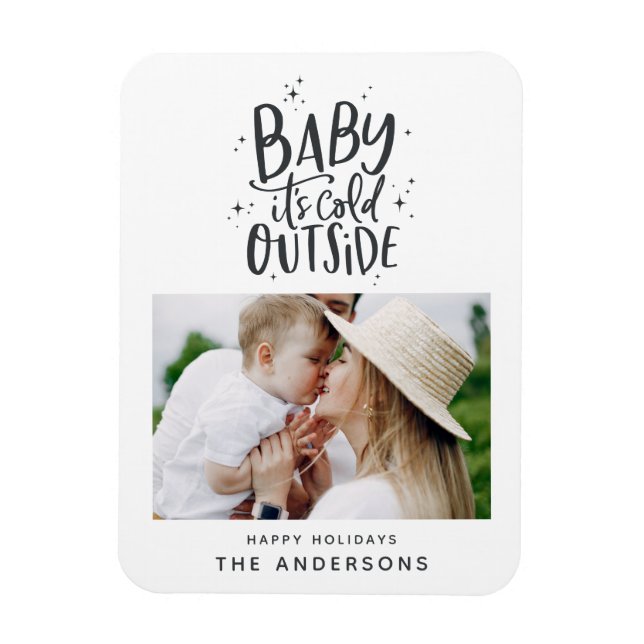 Baby seine Kälte außerhalb der Typografie Weihnach Magnet (Vertikal)