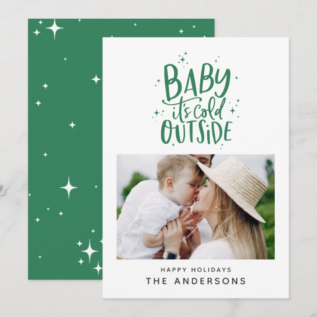 Baby seine Kälte außerhalb der Typografie Weihnach Save The Date (Vorne/Hinten)