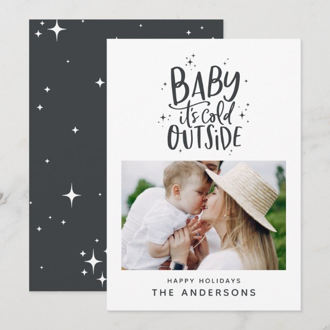 Baby seine Kälte außerhalb der Typografie Weihnach Save The Date (Vorne/Hinten)