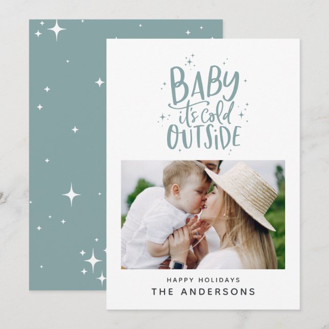 Baby seine Kälte außerhalb der Typografie Weihnach Save The Date (Vorne/Hinten)